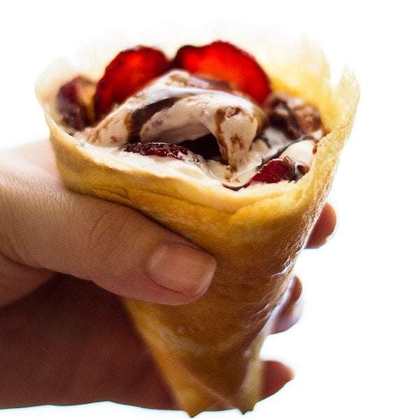 Transform Leftover Crepes into Strawberry Nutella Ice Cream Cones